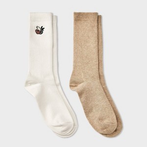 Men's 2pk Casual Crew Socks - Goodfellow & Co™ Ivory 6-12 - 1 of 3