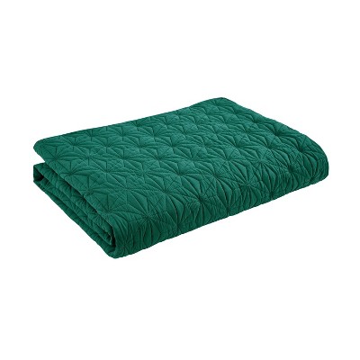 Green King Microfiber Reversible Geometric Quilt Set