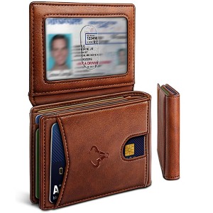 Generic Men Wallet, Slim Leather Wallet Front Pocket Card Holder Gift For Men 11 Slots RFID Blocking - 1 of 4