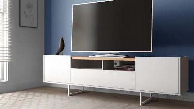 Winston White and Cinnamon TV Stand with Cabinet