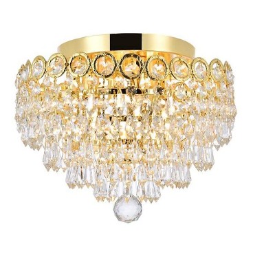 Elegant Lighting Century 4 light Gold Flush Mount Clear Royal Cut Crystal