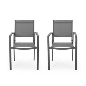 NicBex Outdoor Dining Chairs with Mesh Seat & Aluminum Frame for Patio,Garden,Set of 2,Gray - 1 of 4
