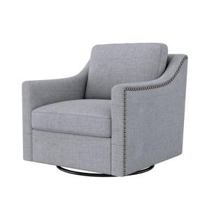 NicBex Cotton Linen Swivel Accent Chair,Upholstered Swivel Living Room Chair with Brass Nail Decorative Arm,Accent Chairs for Living Room - 1 of 4