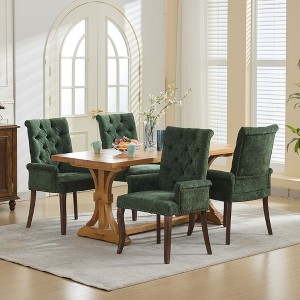 GDFStudio Zyne Mid-Century Modern Rubberwood Chenille Upholstered Tufted Dining Chair - 1 of 4