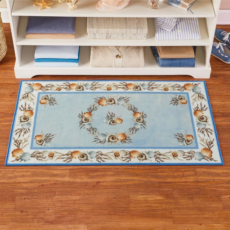 Collections Etc Seashell and Coral Skid-Resistant Coastal Accent Rug, 2 of 5