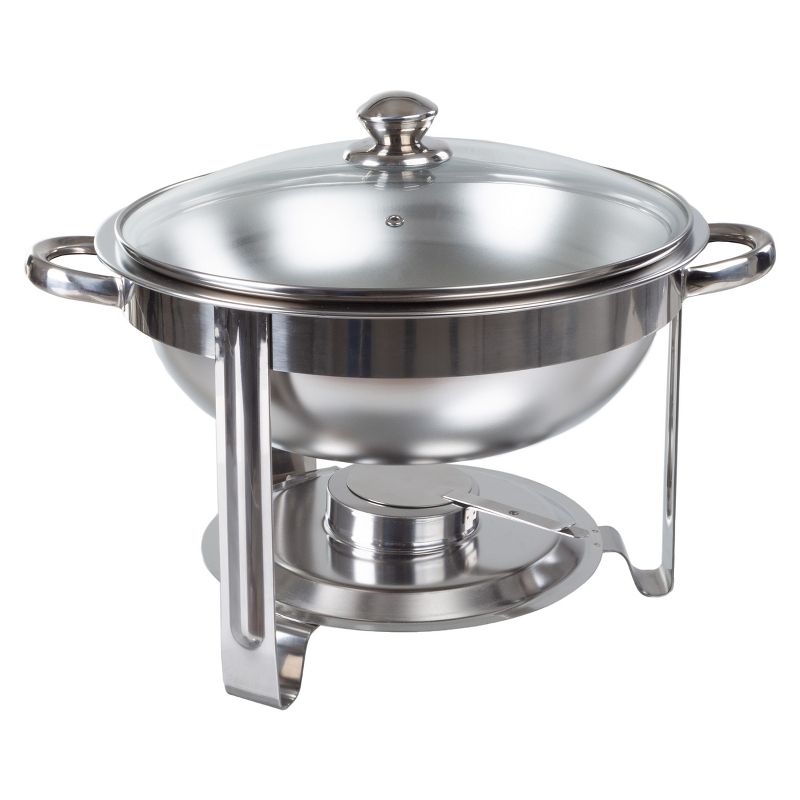 Great Northern Popcorn Chafing Dish 5 Quart Stainless Steel Round Buffet Set – Includes Water Pan, Food Pan, Fuel Holder, Cover, and Stand, 1 of 13