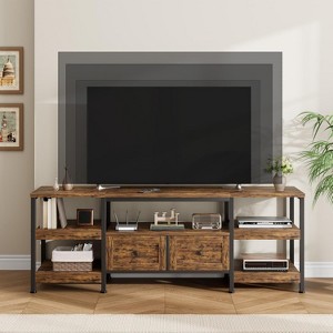 Jojoka Modern-Industrial TV Stand with 2 Fabric Drawers, Entertainment Center for TVs - 1 of 4