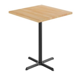 Flash Furniture Bennett Square Solid Wood Commercial Indoor Tabletop with 30" x 30" Bar Height Rust-Resistant Cast Iron X-Base - 1 of 4