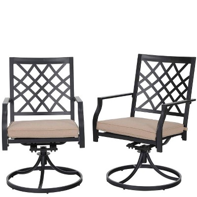 2pc Patio Swivel Rocker Chairs - Black - Captiva Designs