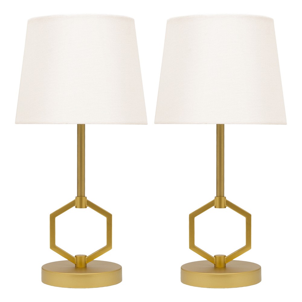 Photos - Floodlight / Street Light Set of 2 17.75" Ichabod Twin Table Lamps - River of Goods: Gold-Tone Metal