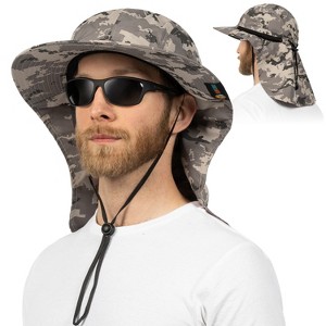 SUN CUBE Sun Hat for Men, Wide Brim Fishing Hat Neck Flap Cover Men, Women, Hiking, Camping, Sun Protection UV, Gardening - 1 of 4