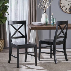 PAGED Acacia Wood Dining Chairs Set of 2 Farmhouse Style Dining Room Chairs with X-Shaped Backrest for Dining Room, Kitchen - 1 of 4