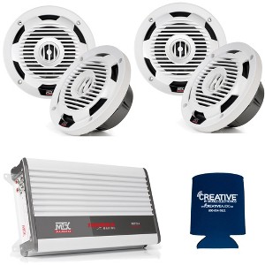 MTX 2 Pairs of WET65-W Wet Series 6.5" Coax Speaker - White, and MTX WET75.4 100W x 4 @ 2Ω Marine Amplifier - 1 of 4