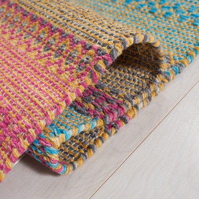 Coastal Breeze Blue Cotton-Wool 5'x8' Flat Woven Rug