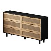CAVINAS 51.18" 6-Drawer Dresser,Rattan MDF Chest of Drawers with Spacious Storage Space for Bedroom and Entryway,2 Columns,3 Rows - 2 of 4