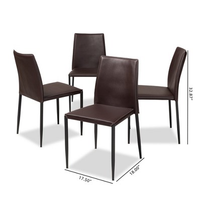 Pascha Brown Faux Leather Upholstered Dining Chairs, Set of 4