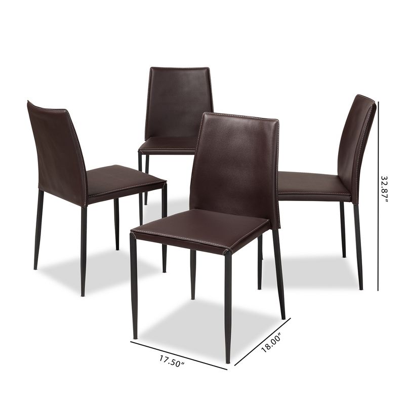 Set of 4 Pascha Modern and Contemporary Faux Leather Upholstered Dining Chairs - Baxton Studio, 6 of 7