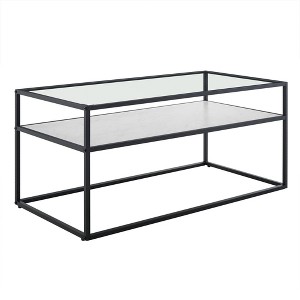 Modern Reversible Shelf Coffee Table White Faux Marble/Dark Concrete - Saracina Home