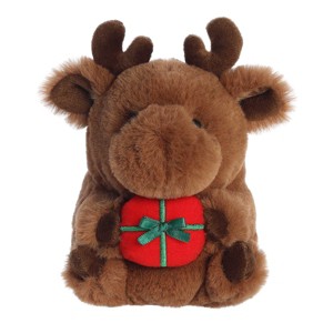 Aurora Small Brown Rolly Pet 5.5" Monty Moose Round Stuffed Animal - 1 of 4