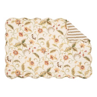 Bailey Reversible Quilted Floral Cotton Placemats Set of 6
