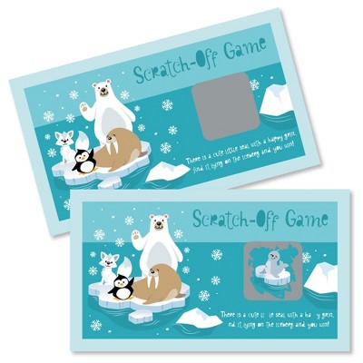 Big Dot of Happiness Arctic Polar Animals - Winter Baby Shower or Birthday Party Game Scratch Off Cards - 22 Count