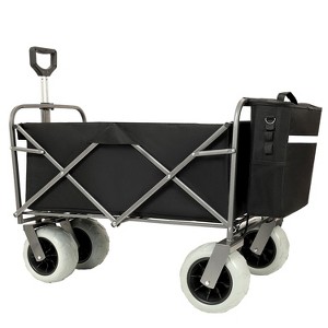 Vynxaria Beach Wagon with Big Wheels for Sand, 500lbs Capacity, All-Terrain Steel Frame, 9" Pneumatic Tires, Collapsible Design, Black - 1 of 4