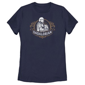 Women's Star Wars: The Mandalorian Grogu and Din Djarin Dadalorian Banner Sketch T-Shirt - 1 of 4