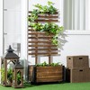Okak Outdoor Hanging Planter Stand with Trellis, Freestanding Wooden Plant Holder for Patio Balcony Garden,5 Plant Pots - 2 of 4
