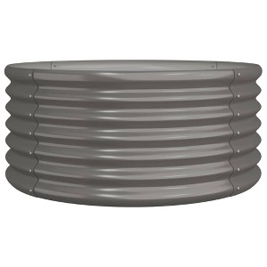 vidaXL Garden Planter Grey Powder-Coated Steel Medium Durable - Gray 31.5" x 31.5" x 14.2" - 1 of 4