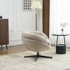 360°Swivel Chenille Accent Chair,Accent Chairs With Arms,Accent Chair With Faux Leather And Black Metal Base Frame -Maison Boucle‎ - 3 of 4