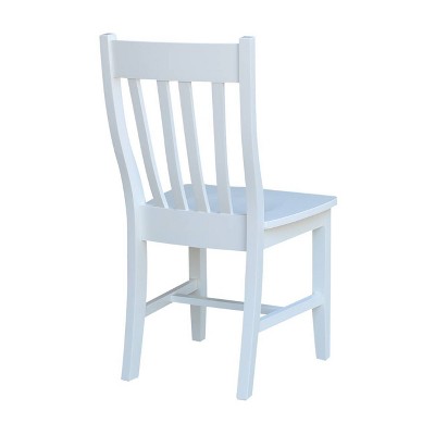 Elegant White Solid Wood High Slat Side Chairs, Set of 2