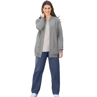 Woman Within Plus Size Fleece Baseball Jacket