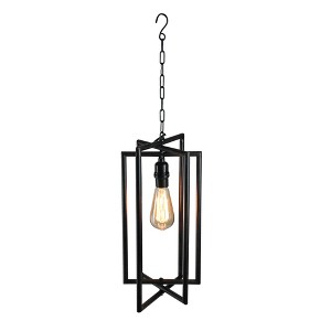 Northlight 28" Black Rectangular Iron Caged Electric Pendant Hanging Lamp with Edison Style Bulb - 1 of 1
