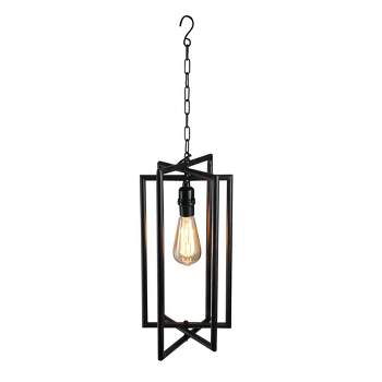Northlight 28" Black Rectangular Iron Caged Electric Pendant Hanging Lamp with Edison Style Bulb