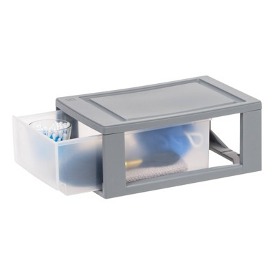Gray Mini Stackable Plastic Storage Drawer Set