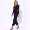 Allegra K Women's V Neck Jumpsuit Long Sleeve Tie Waist Wide Leg Long Pants Elegant Knit Jumpsuits - 3 of 4