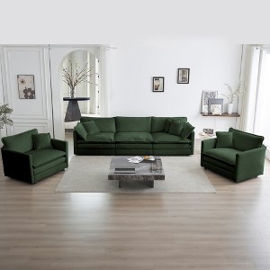 APRILSOUL 3 Pieces Modern Style Sofa Set, 1+1+3 Seats, Loveseat, 3-Seat Sofa, Chenille Fabric - 1 of 4