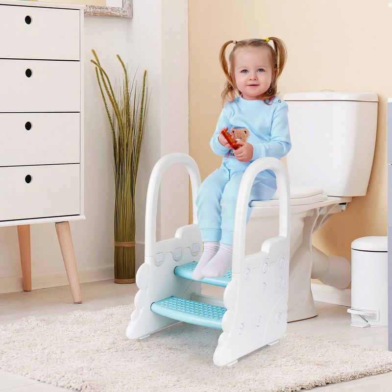 Whizmax Toddler 2 Step Stool for Bathroom Sink, Non-Slip Kitchen Counter Stool, Potty Training Toilet Stool with Armrests, 4 of 8