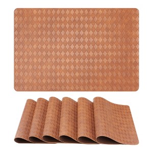 REGALWOVEN Placemats Set of 6 Leather Placemats for Kitchen Dining Table Decor Heat Resistant Table Mat - 1 of 4