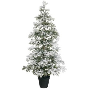 Sullivans Artificial 4'10"H Pine Flocked Tree, Green - 1 of 3