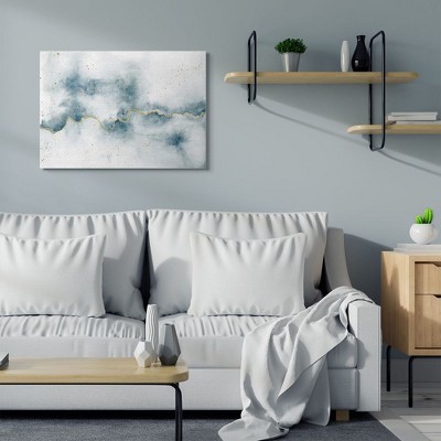 Large Multicolored Abstract Canvas Painting with Gold Accents