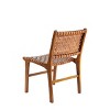 Olivia & May Set of 2 Contemporary Leather and Teak Dining Chairs Brown: No Assembly, Spot Clean, Armless Design - 4 of 4
