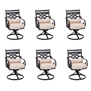 Captiva Designs Outdoor Patio Dining Floral Back Steel Chairs with Thick Seat & Back Cushion - 1 of 4