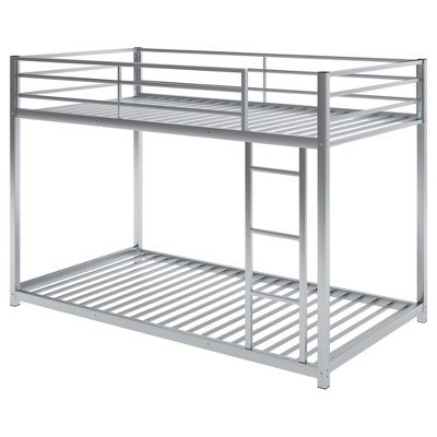 NicBex Metal Bunk Bed,Low Loft Bed with Ladder for Kids Teens Adults,Silver/Black/White