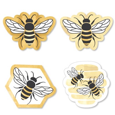 Big Dot of Happiness Little Bumblebee - DIY Shaped Bee Baby Shower or Birthday Party Cut-Outs - 24 Count
