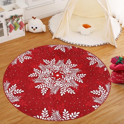 TackView Christmas Snowflake Area Rug Rug Washable Non Slip,Christmas Rugs for Living Room, Low Pile Throw Rug Carpet