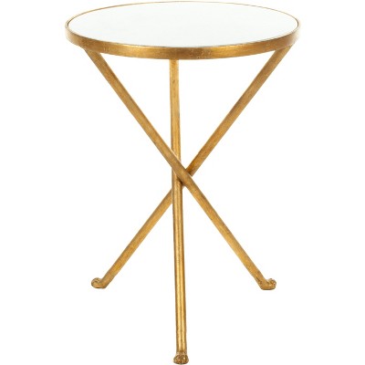 Marcie Gold Foil Round Top Accent Table - Gold/White Granite - Safavieh