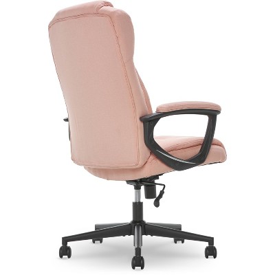 Pink Microfiber High Back Swivel Executive Chair with Fixed Arms