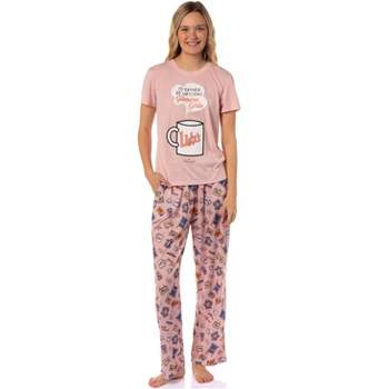 Gilmore Girls Women's I'd Rather Be Watching TV Show Tossed Icon Pajama Set Pink
