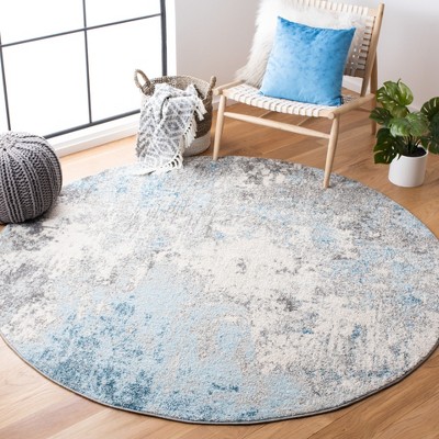 Abstract Elegance 54" Round Gray Synthetic Area Rug